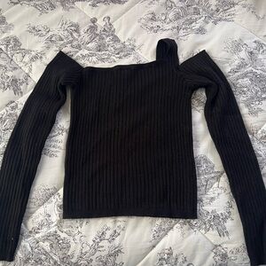 Super Down One-Shoulder & Off-Shoulder Black Long Sleeve